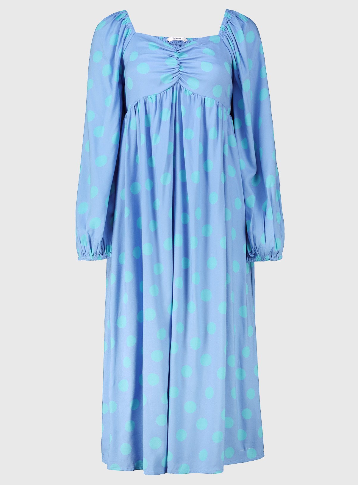 Blue Polka Dot Print Midi Dress - 10 - Image 3 thumbnail